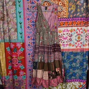 SACRED THREADS Multicolor Hippie Patchwork Maxi Dress